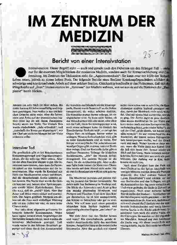 [doc_29754] Im Zentrum der Medizin Bericht von einer Intensivstation