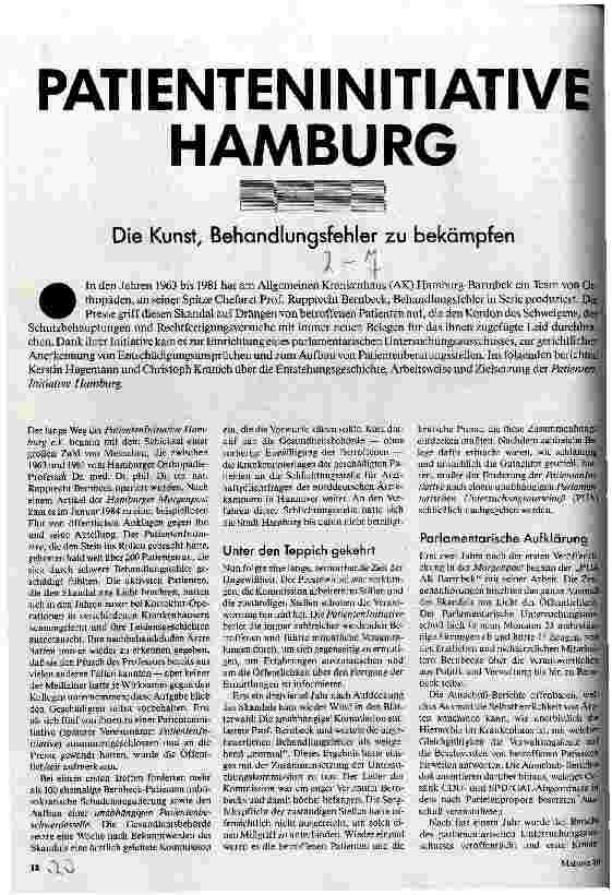 [doc_28294] Patienteninitiative Hamburg Die Kunst, Behandlungsfehler zu bekämpfen