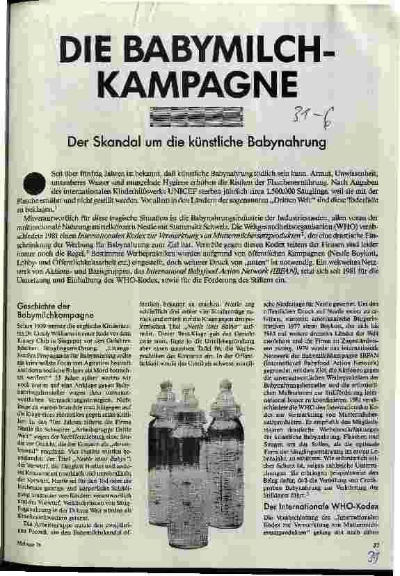 [doc_27661] Die Babymilch-Kampagne Der Skandal um die künstliche Babynahrung
