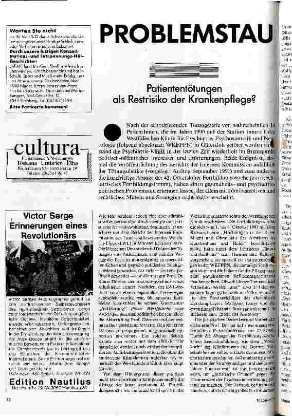 [doc_26746] Problemstau Patiententötungen als Restrisiko der Krankenpflege?