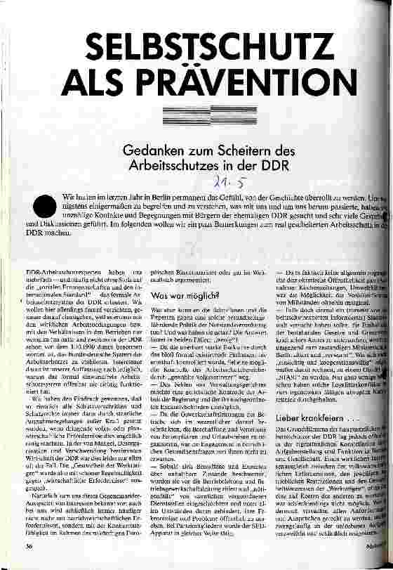 [doc_25411] Selbstschutz als Prävention - Gedanken zum Scheitern des Arbeitsschutzes in der DDR