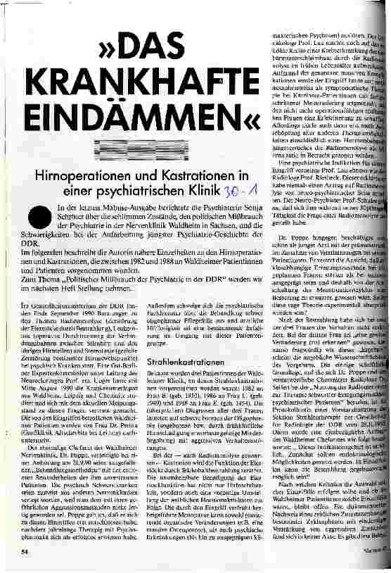 [doc_24497] Das krankhafte Eindämmen - Hirnoperationen und Kastrationen in einer psychiatrischen Klink