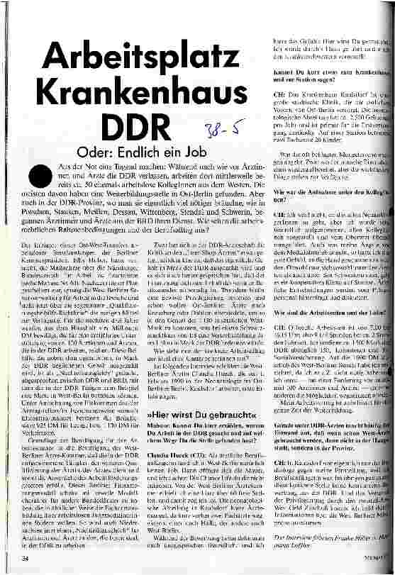 [doc_23071] Arbeitsplatz Krankenhaus DDR Oder: Endlich ein Job