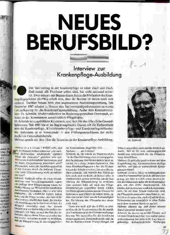 [doc_21295] Neues Berufsbild? Interview zur Krankenpflege-Ausbildung