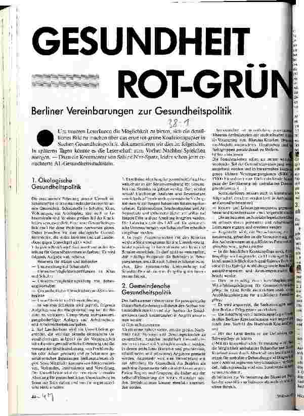 [doc_20900] Gesundheit Rot-Grün Berliner Vereinbarungen zur Gesundheitspolitik