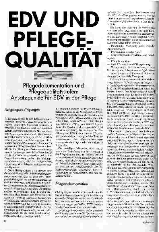[doc_19132] EDV und Pflegequalität / Pflegedokumentation und Pflegequalitätsstufen: Ansatzpunkt für die EDV in der Pflege