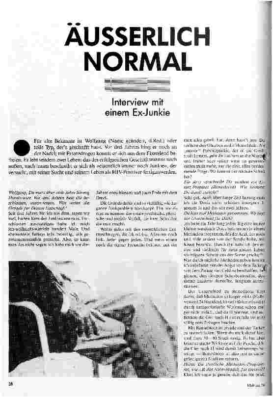 Aüßerlich normal Interview mit einem Ex-Junkie