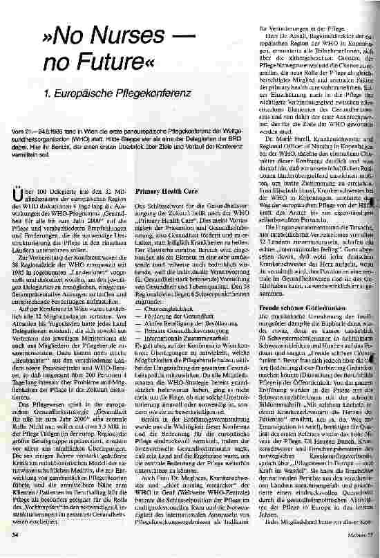 [doc_18602] No Nurses no Future 1. Europäische Pflegekonferenz //// ein Tagungsbericht