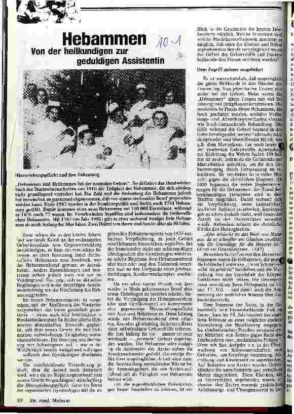 [doc_12538] Hebammen Von der heilkundigen zur geduldigen Assistentin