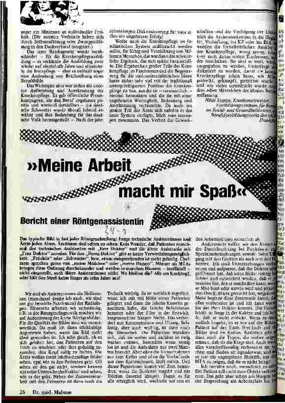 [doc_12502] Meine Arbeit macht mir Spaß Bericht einer Röntgenassistentin