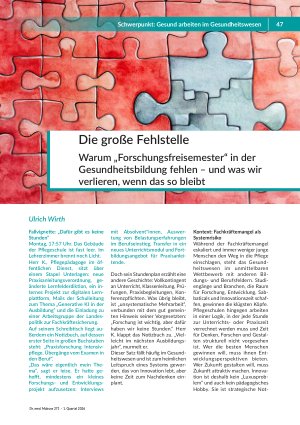 Die große Fehlstelle Warum „Forschungsfreisemester“ in der Gesundheitsbildung fehlen – und was wir verlieren, wenn das so bleibt