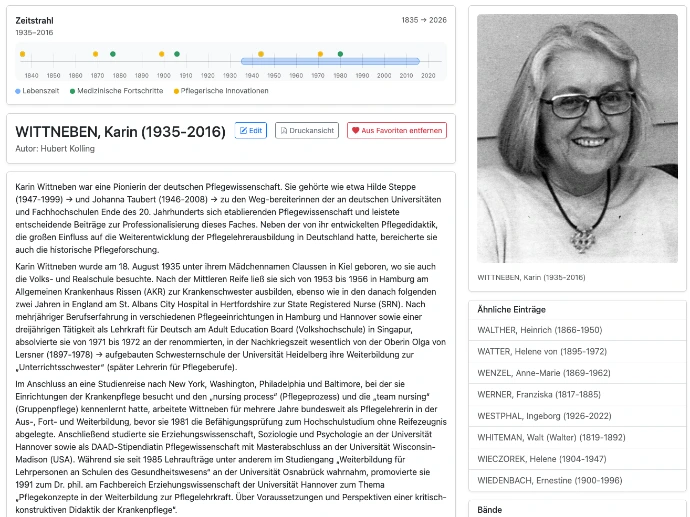 Online-Datenbank: Biographisches Lexikon der Pflegegeschichte