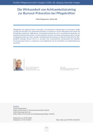 Die Wirksamkeit von Achtsamkeitstraining zur Burnout-Prävention bei Pflegekräften