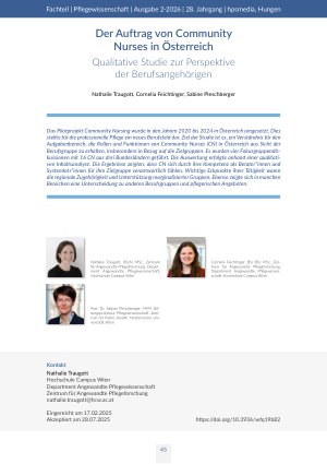 Der Auftrag von Community Nurses in Österreich .  Qualitative Studie zur Perspektive der Berufsangehörigen