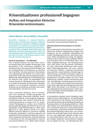 Krisensituationen professionell begegnen. Aufbau und Integration klinischer Kriseninterventionsteams