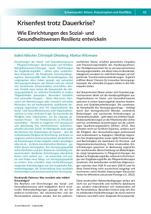 Krisenfest trotz Dauerkrise? Wie Einrichtungen des Sozialund Gesundheitswesen Resilienz entwickeln