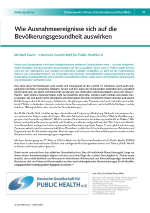 Wie Ausnahmeereignisse sich auf die Bevölkerungsgesundheit auswirken