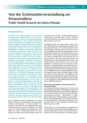 Von der Schönwetterveranstaltung zur Krisenresilienz. Public Health braucht ein klares Mandat