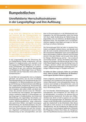 Rumpelstilzchen. Unreflektierte Herrschaftsstrukturen in der Langzeitpflege und ihre Auflösung