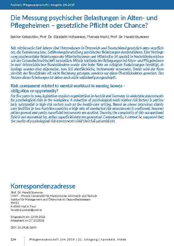[doc_201756] Die Messung psychischer Belastungen in Altenund Pflegeheimen – gesetzliche Pflicht oder Chance?