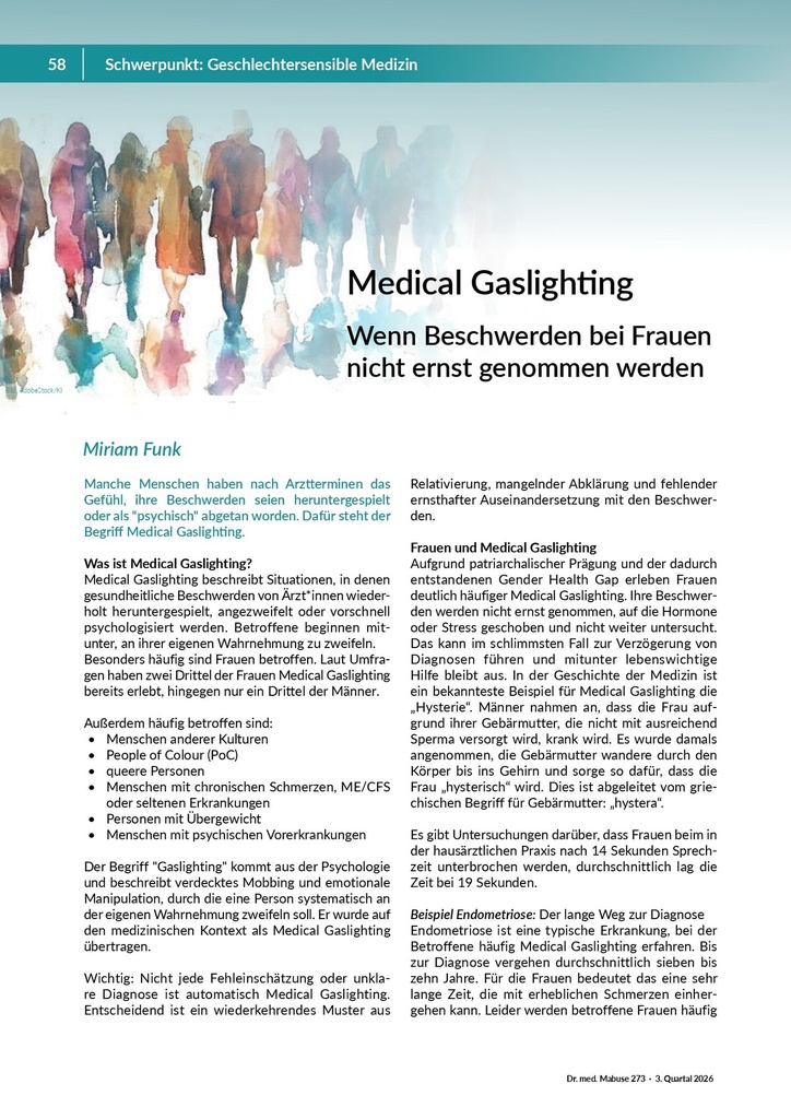 Medical Gaslighting: Wenn Beschwerden bei Frauen nicht ernst genommen werden – Zeitschrift für alle Gesundheitsberufe