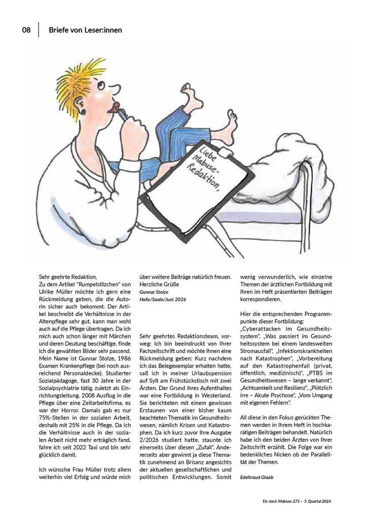 [doc_772496] Briefe von Leser: innen – Zeitschrift für alle Gesundheitsberufe