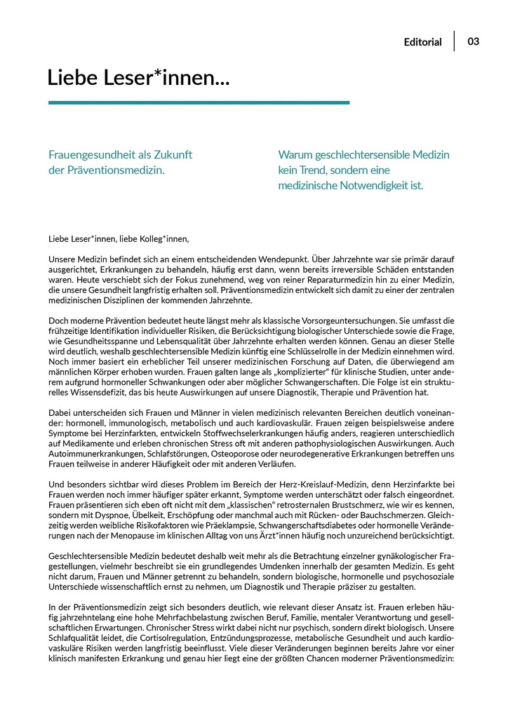 Editorial: Frauengesundheit als Zukunft – Zeitschrift für alle Gesundheitsberufe