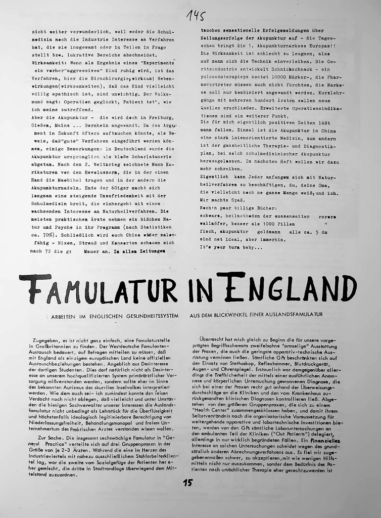 Famulatur in England – Zeitschrift für alle Gesundheitsberufe