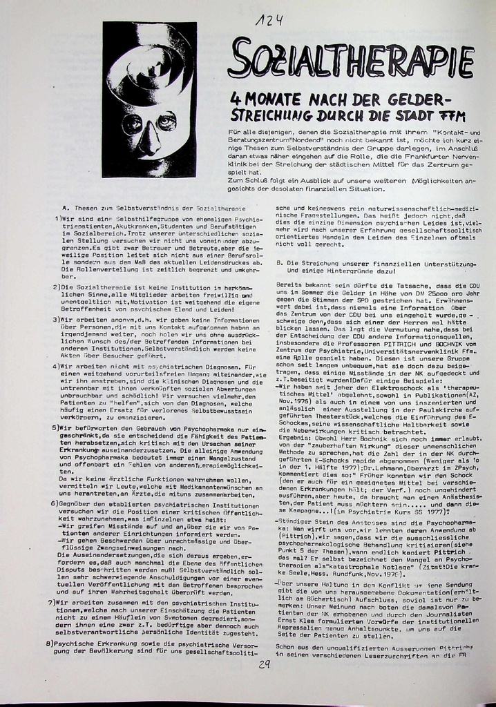 [doc_772942] Sozialtherapie 4 Monate nach der Gelderstreichung durch die Stadt FFM – Zeitschrift für alle Gesundheitsberufe