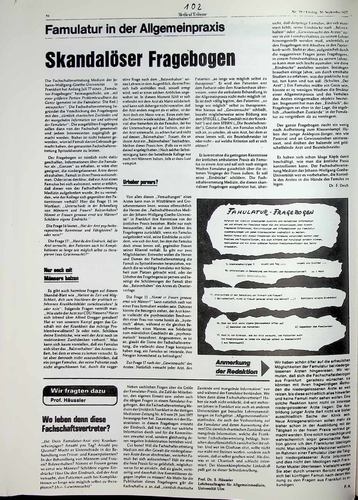 Skandalöser Fragebogen – Zeitschrift für alle Gesundheitsberufe