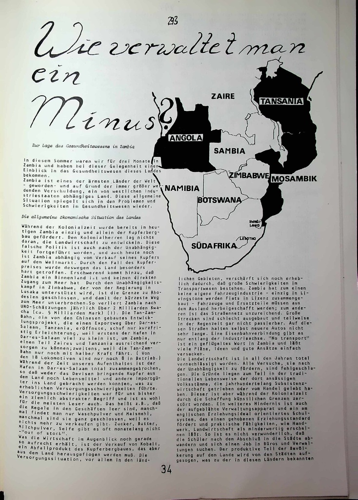 Zur Lage des Gesundheitswesens in Zambia – Zeitschrift für alle Gesundheitsberufe
