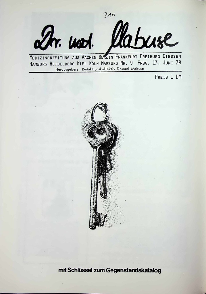 [doc_772989] Dr. med. Mabuse Heft Nr. 9-1978 – Zeitschrift für alle Gesundheitsberufe