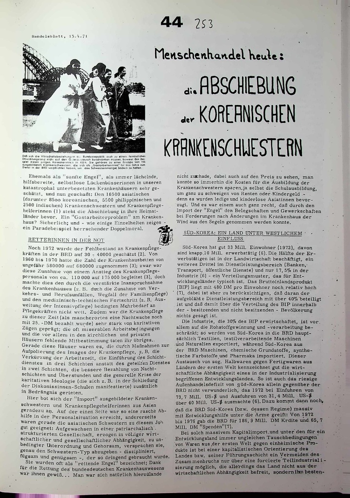 Menschenhandel heute: Die Abschiebung der koreanischen Krankenschwestern – Zeitschrift für alle Gesundheitsberufe