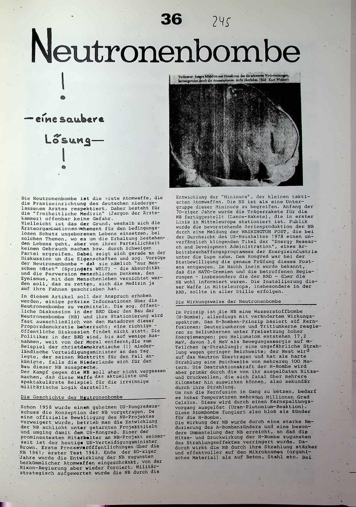 Neutronenbombe – eine saubere Lösung – Zeitschrift für alle Gesundheitsberufe