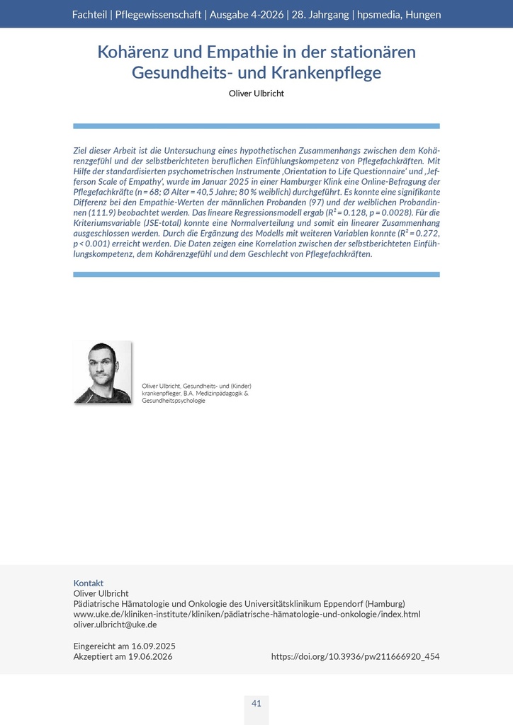 [doc_773559] Kohärenz und Empathie in der stationären Gesundheits- und Krankenpflege
