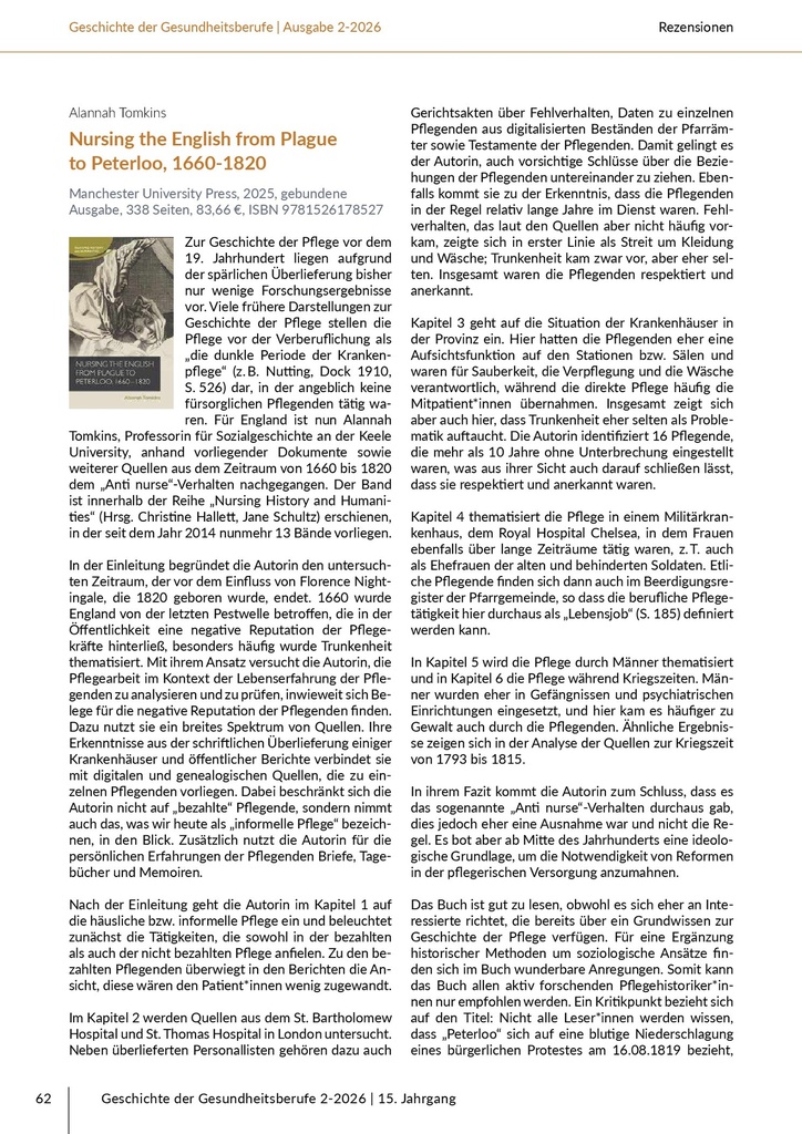 [doc_775371] Rezensionen – Das Journal für historische Forschung der Pflege- und Gesundheitsberufe