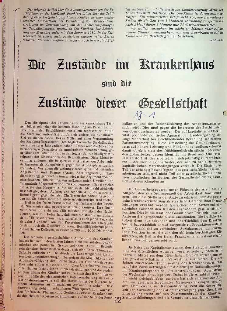 Die Zustände im Krankenhaus sind die Zustände dieser Gesellschaft – Zeitschrift für alle Gesundheitsberufe