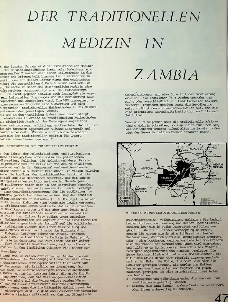 Die traditionelle afrikanische Medizin in Zambia – Zeitschrift für alle Gesundheitsberufe