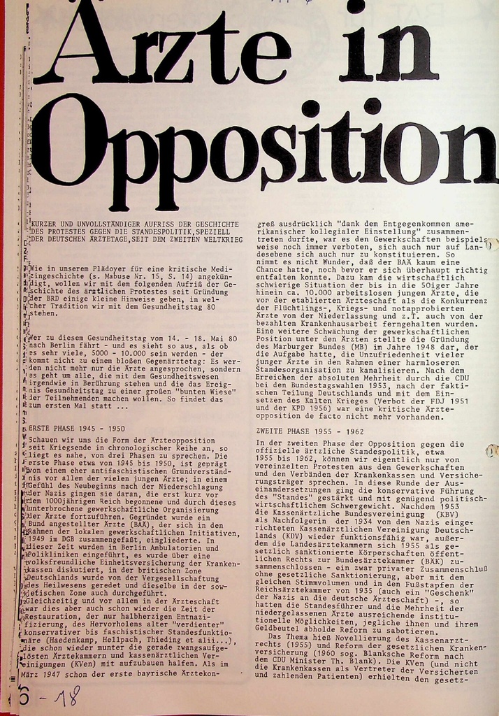 Ärzte in Opposition – Zeitschrift für alle Gesundheitsberufe