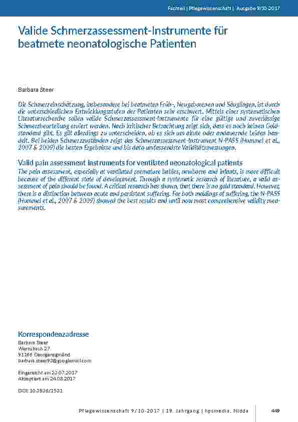 [doc_201632] Valide Schmerzassessment-Instrumente für beatmete neonatologische Patienten