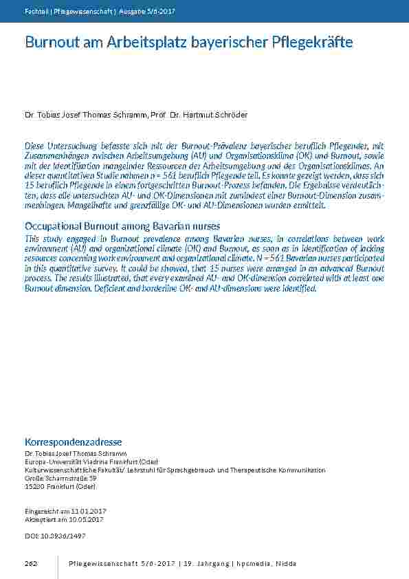 [doc_201603] Burnout am Arbeitsplatz bayerischer Pflegekräfte