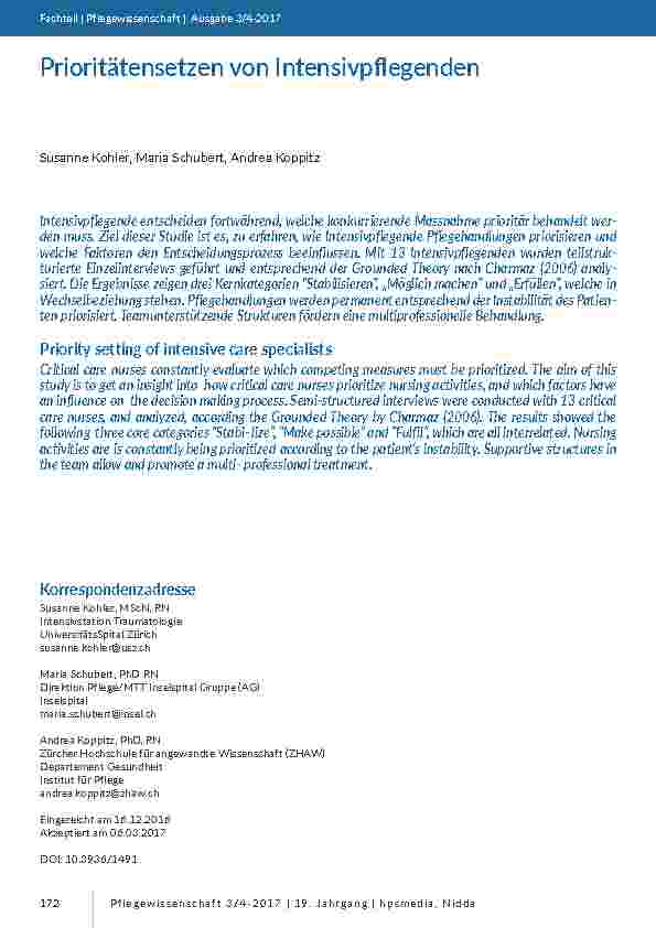 [doc_201588] Prioritätensetzen von Intensivpflegenden