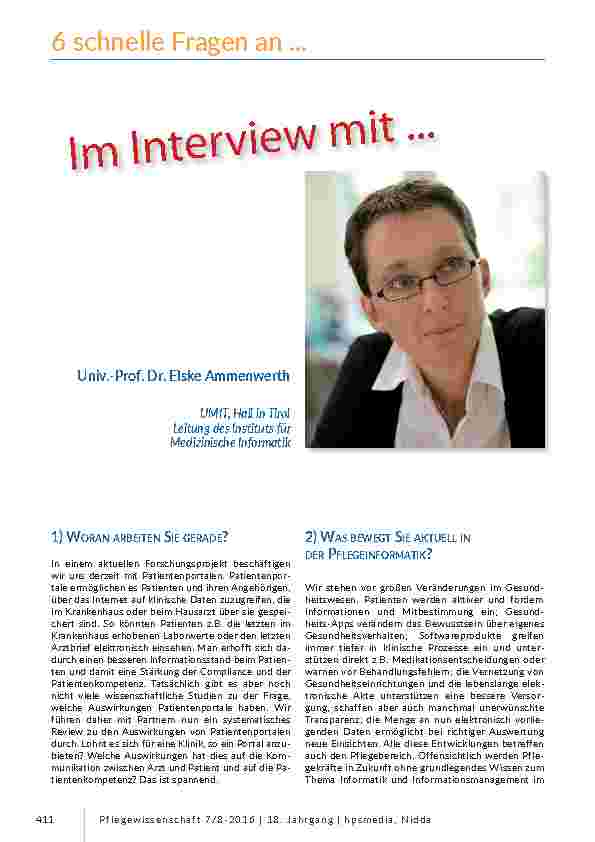 [doc_201528] Sechs schnelle Fragen an Prof. Elske Ammenwerth