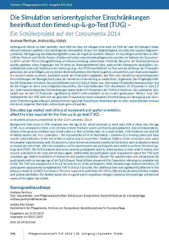 [doc_201500] Die Simulation seniorentypischer Einschränkungen beeinflusst den timed-up-&-go-Test (TUG)