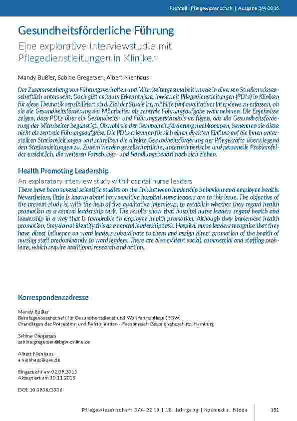 [doc_201486] Gesundheitsförderliche Führung. Eine explorative Interviewstudie mit Pflegedienstleitungen in Kliniken