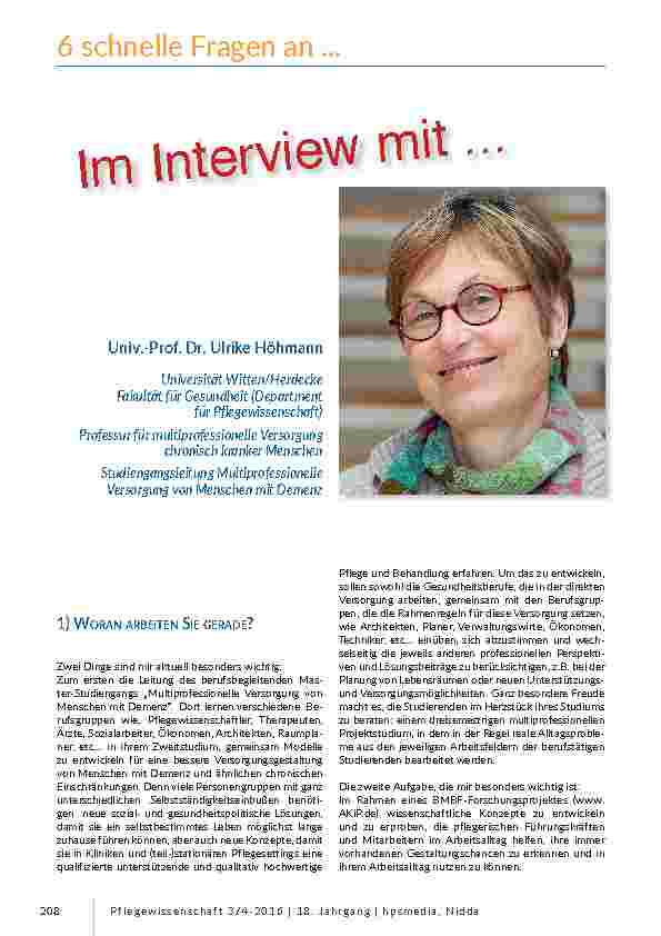 [doc_201482] Interview - 6 Fragen an Univ. -Prof. Dr. Ulrike Höhmann