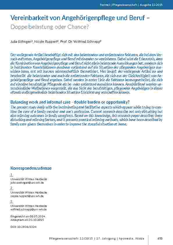 [doc_201458] Vereinbarkeit von Angehörigenpflege und Beruf – Doppelbelastung oder Chance?