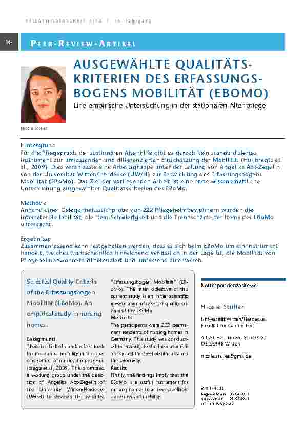 [doc_201337] Ausgewählte Qualitätskriterien des Erfassungsbogens Mobilität (EBoMo)